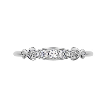 0.085Ct Round Cut Simulated Clear Diamond Minimalist Knot eye infinity Pav√© Stackable 14K / 18K Solid White Gold everyday wedding band