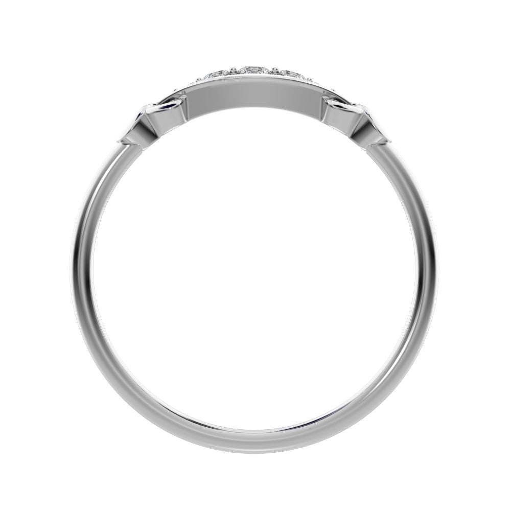 0.085 ct Round Cut Moissanite dainty Minimalist Knot eye infinity Pav√© Stackable 14K / 18K Solid White Gold everyday wedding band