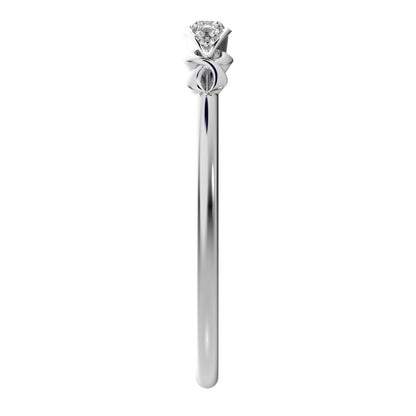 0.085 ct Round Cut Moissanite dainty Minimalist Knot eye infinity Pav√© Stackable 14K / 18K Solid White Gold everyday wedding band