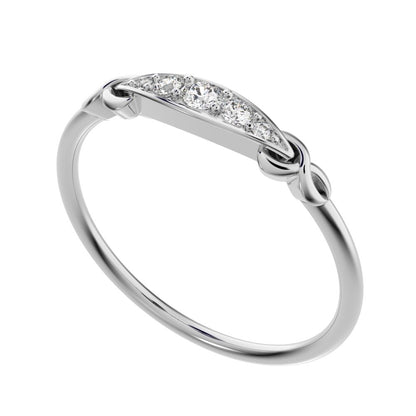 0.085 ct Round Cut Moissanite dainty Minimalist Knot eye infinity Pav√© Stackable 14K / 18K Solid White Gold everyday wedding band