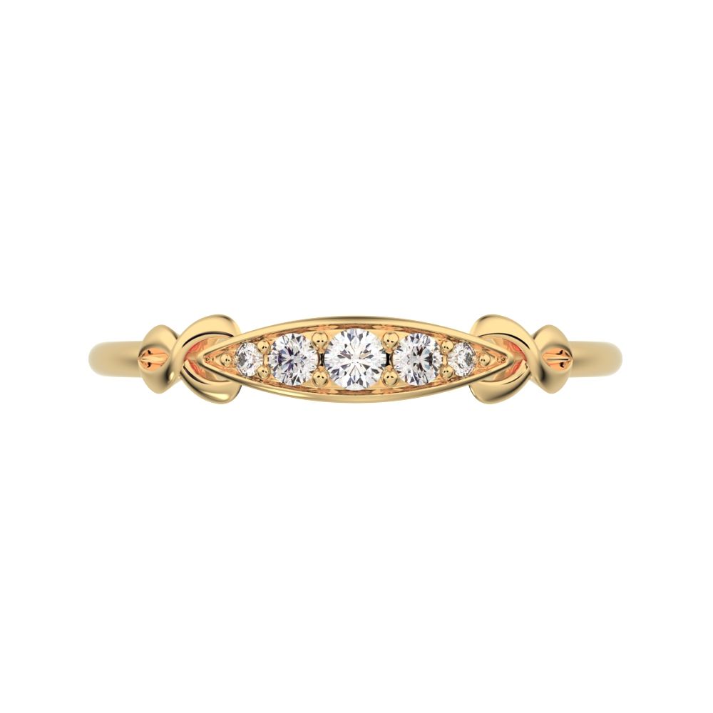 0.085Ct Round Cut Simulated Clear Diamond Minimalist Knot eye infinity Pav√© Stackable 14K / 18K Solid Yellow Gold everyday wedding band