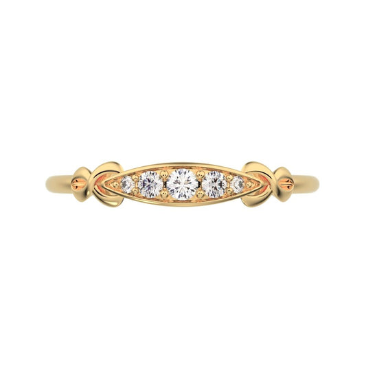 0.085 ct Round Cut Moissanite dainty Minimalist Knot eye infinity Pav√© Stackable 14K / 18K Solid Yellow Gold everyday wedding band