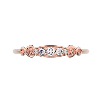 0.085Ct Round Cut Simulated Clear Diamond Minimalist Knot eye infinity Pav√© Stackable 14K / 18K Solid Rose Gold everyday wedding band