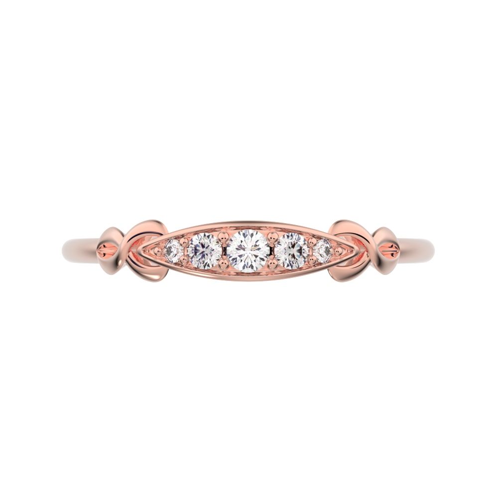 0.085 ct Round Cut Moissanite dainty Minimalist Knot eye infinity Pav√© Stackable 14K / 18K Solid Rose Gold everyday wedding band