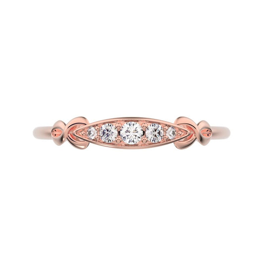 0.085 ct Round Cut Moissanite dainty Minimalist Knot eye infinity Pav√© Stackable 14K / 18K Solid Rose Gold everyday wedding band