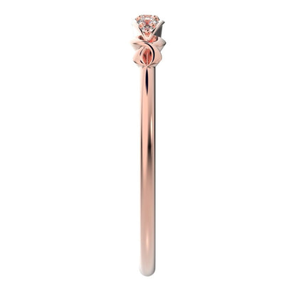 0.085Ct Round Cut Simulated Clear Diamond Minimalist Knot eye infinity Pav√© Stackable 14K / 18K Solid Rose Gold everyday wedding band