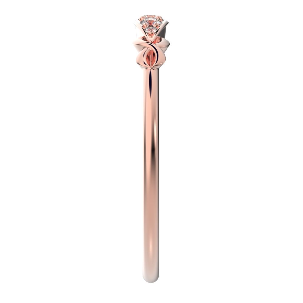 0.085 ct Round Cut Moissanite dainty Minimalist Knot eye infinity Pav√© Stackable 14K / 18K Solid Rose Gold everyday wedding band