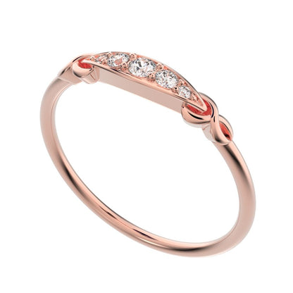 0.085Ct Round Cut Simulated Clear Diamond Minimalist Knot eye infinity Pav√© Stackable 14K / 18K Solid Rose Gold everyday wedding band