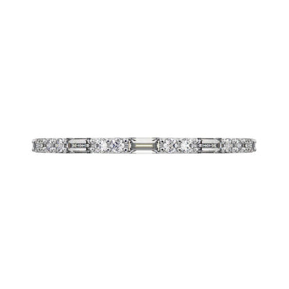 0.37 ct Baguette Cut Moissanite dainty Minimalist Stackable half eternity bar light simple 14K / 18K Solid White Gold everyday wedding band