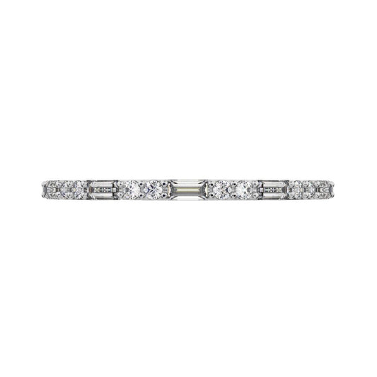 0.37 ct Baguette Cut Moissanite dainty Minimalist Stackable half eternity bar light simple 14K / 18K Solid White Gold everyday wedding band