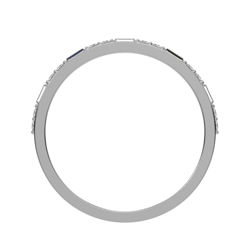 0.37Ct Baguette Cut Simulated Clear Diamond Stackable half eternity bar light simple 14K / 18K Solid White Gold everyday wedding band