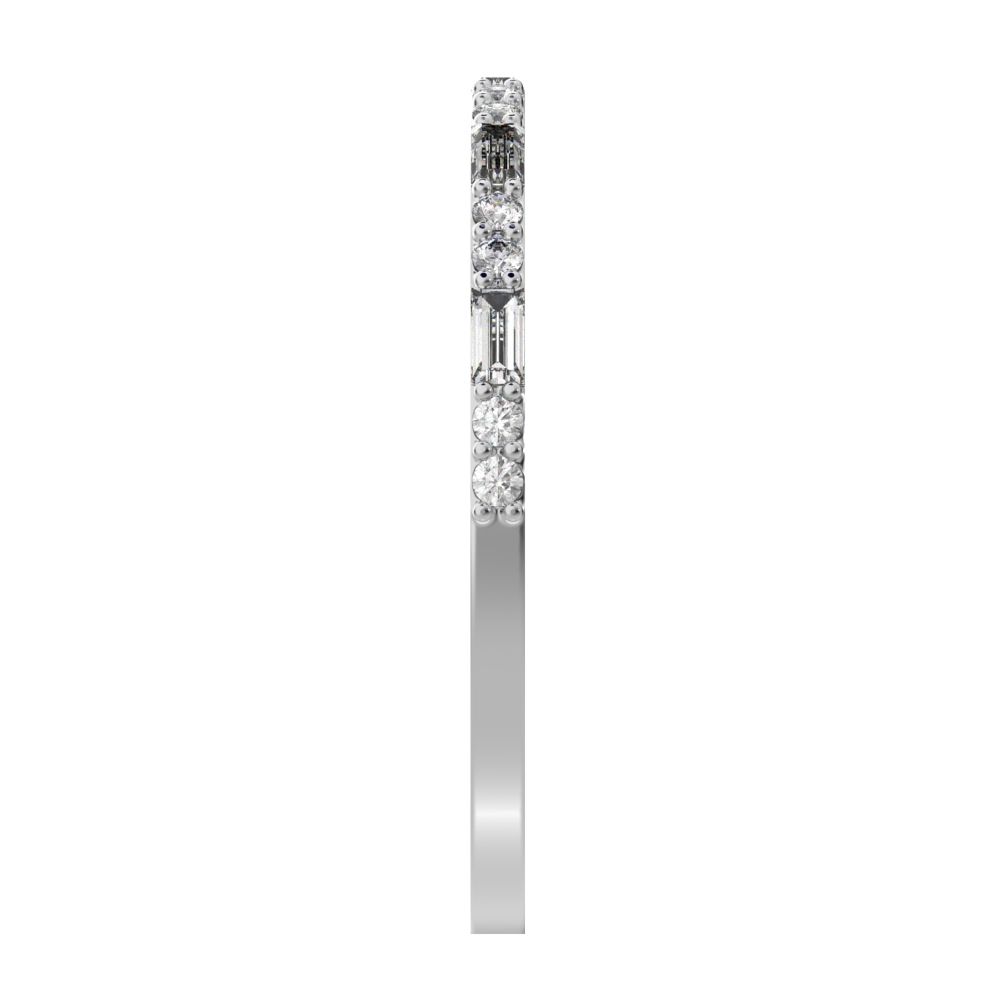 0.37 ct Baguette Cut Moissanite dainty Minimalist Stackable half eternity bar light simple 14K / 18K Solid White Gold everyday wedding band