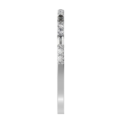 0.37 ct Baguette Cut Moissanite dainty Minimalist Stackable half eternity bar light simple 14K / 18K Solid White Gold everyday wedding band