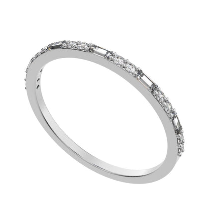 0.37 ct Baguette Cut Moissanite dainty Minimalist Stackable half eternity bar light simple 14K / 18K Solid White Gold everyday wedding band