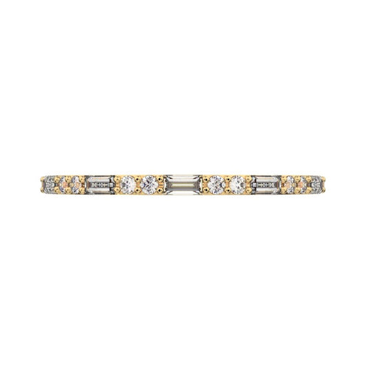0.37Ct Baguette Cut Moissanite dainty Minimalist Stackable half eternity bar light simple 14K / 18K Solid Yellow Gold everyday wedding band