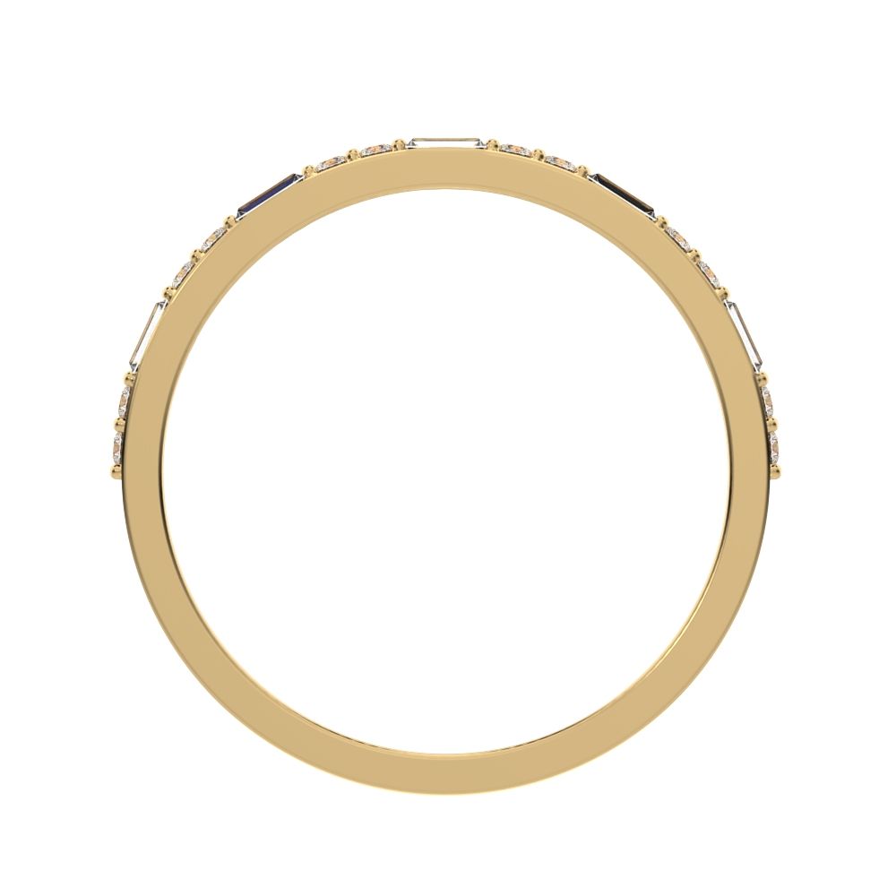 0.37Ct Baguette Cut Simulated Clear Diamond Stackable half eternity bar light simple 14K / 18K Solid Yellow Gold everyday wedding band