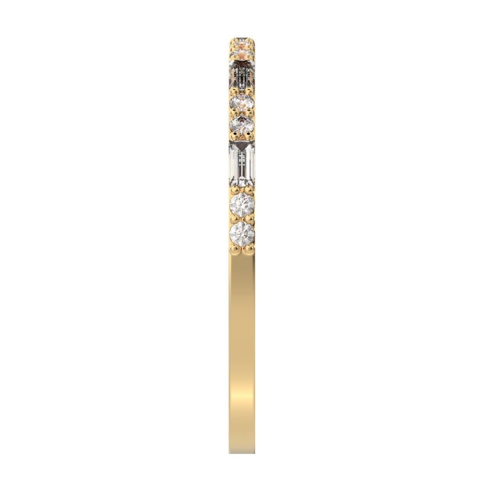 0.37Ct Baguette Cut Simulated Clear Diamond Stackable half eternity bar light simple 14K / 18K Solid Yellow Gold everyday wedding band