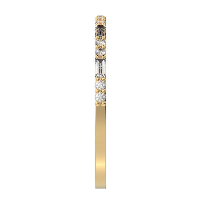 0.37Ct Baguette Cut Simulated Clear Diamond Stackable half eternity bar light simple 14K / 18K Solid Yellow Gold everyday wedding band