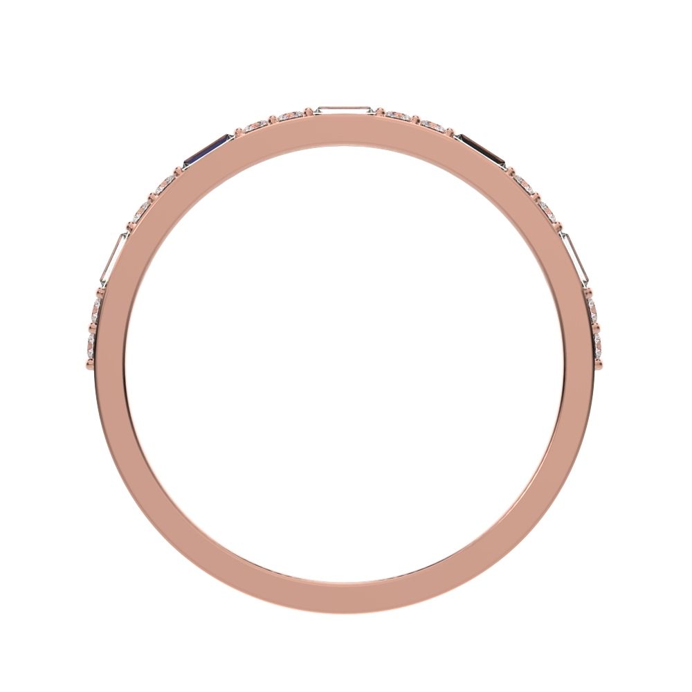 0.37Ct Baguette Cut Simulated Clear Diamond Minimalist Stackable half eternity bar simple 14K / 18K Solid Rose Gold everyday wedding band