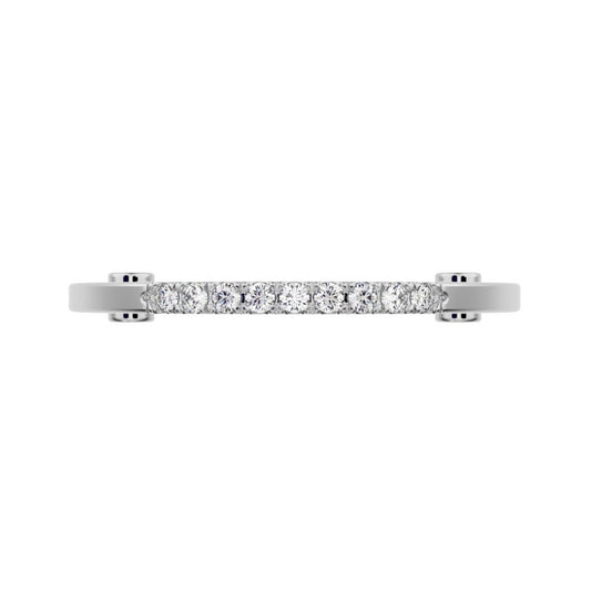 0.15 ct Round Cut Moissanite dainty Minimalist Stackable half eternity bar bezel light 14K / 18K Solid White Gold everyday wedding band