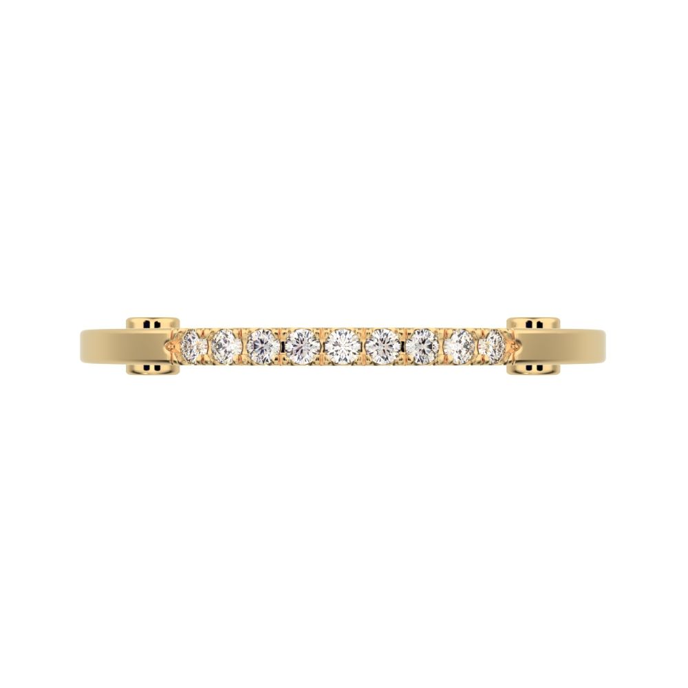 0.15 ct Round Cut Moissanite dainty Minimalist Stackable half eternity bar bezel light 14K / 18K Solid Yellow Gold everyday wedding band
