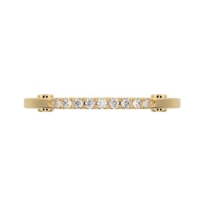 0.15 ct Round Cut Moissanite dainty Minimalist Stackable half eternity bar bezel light 14K / 18K Solid Yellow Gold everyday wedding band