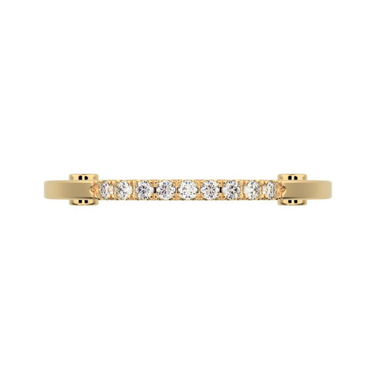 0.15 ct Round Cut Moissanite dainty Minimalist Stackable half eternity bar bezel light 14K / 18K Solid Yellow Gold everyday wedding band