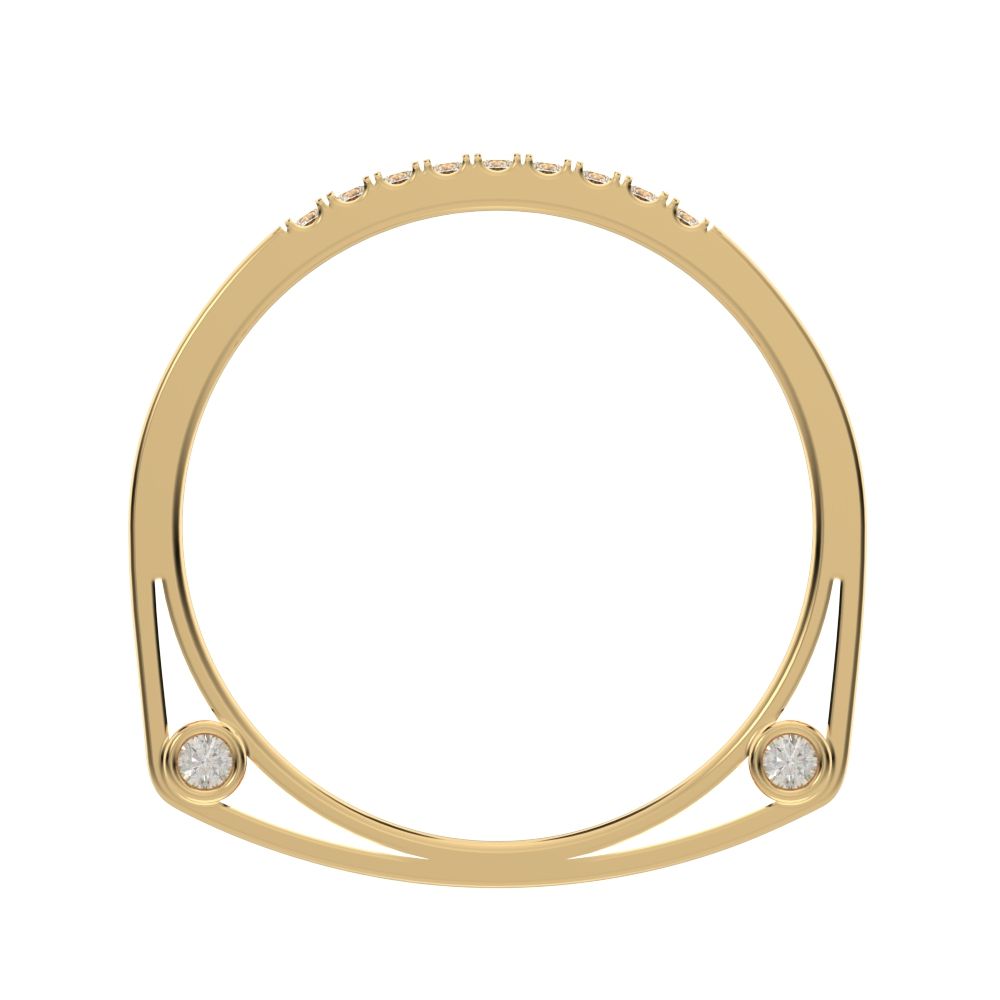 0.15 ct Round Cut Moissanite dainty Minimalist Stackable half eternity bar bezel light 14K / 18K Solid Yellow Gold everyday wedding band