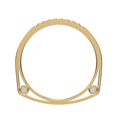 0.15 ct Round Cut Moissanite dainty Minimalist Stackable half eternity bar bezel light 14K / 18K Solid Yellow Gold everyday wedding band