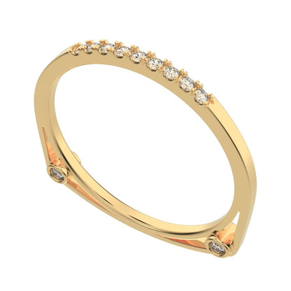 0.15 ct Round Cut Moissanite dainty Minimalist Stackable half eternity bar bezel light 14K / 18K Solid Yellow Gold everyday wedding band