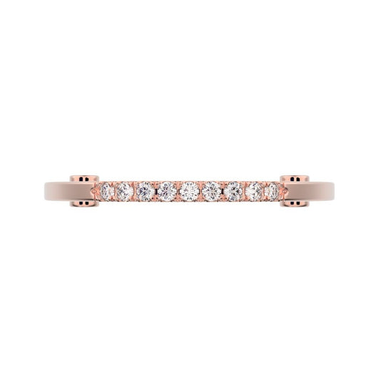 0.15Ct Round Cut Simulated Clear Diamond Minimalist Stackable half eternity bar bezel 14K / 18K Solid Rose Gold everyday wedding band