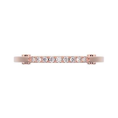 0.15 ct Round Cut Moissanite dainty Minimalist Stackable half eternity bar bezel light 14K / 18K Solid Rose Gold everyday wedding band