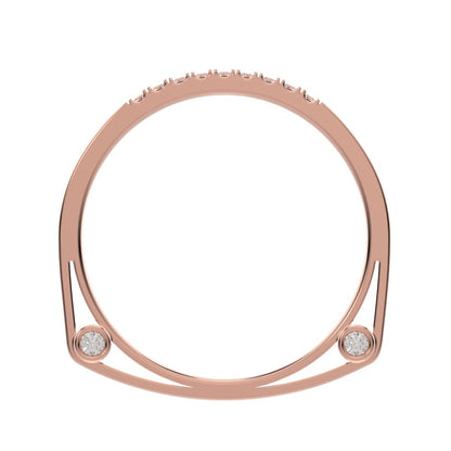 0.15 ct Round Cut Moissanite dainty Minimalist Stackable half eternity bar bezel light 14K / 18K Solid Rose Gold everyday wedding band