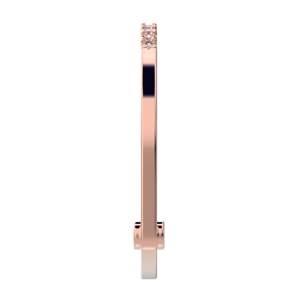 0.15 ct Round Cut Moissanite dainty Minimalist Stackable half eternity bar bezel light 14K / 18K Solid Rose Gold everyday wedding band
