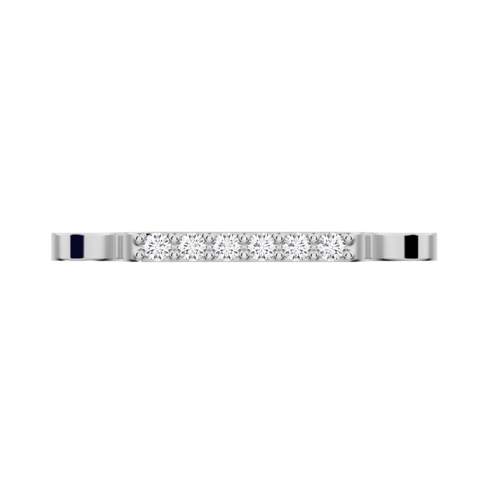0.09Ct Round Cut Simulated Clear Diamond Minimalist Stackable half eternity bar bezel 14K / 18K Solid White Gold everyday wedding band