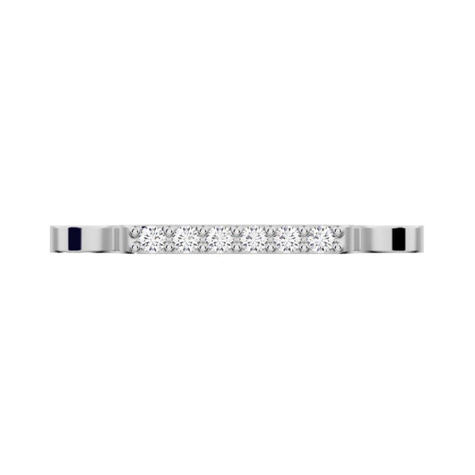 0.09Ct Round Cut Simulated Clear Diamond Minimalist Stackable half eternity bar bezel 14K / 18K Solid White Gold everyday wedding band