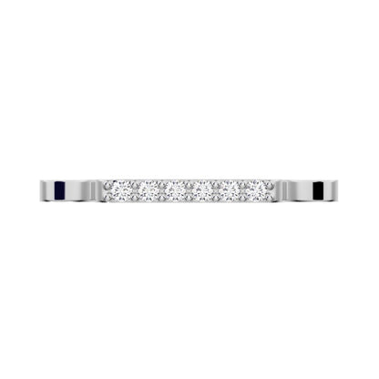 0.09 ct Round Cut Moissanite dainty Minimalist Stackable half eternity bar bezel light 14K / 18K Solid White Gold everyday wedding band