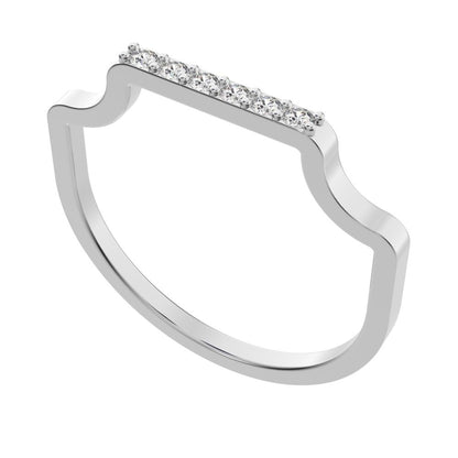 0.09Ct Round Cut Simulated Clear Diamond Minimalist Stackable half eternity bar bezel 14K / 18K Solid White Gold everyday wedding band