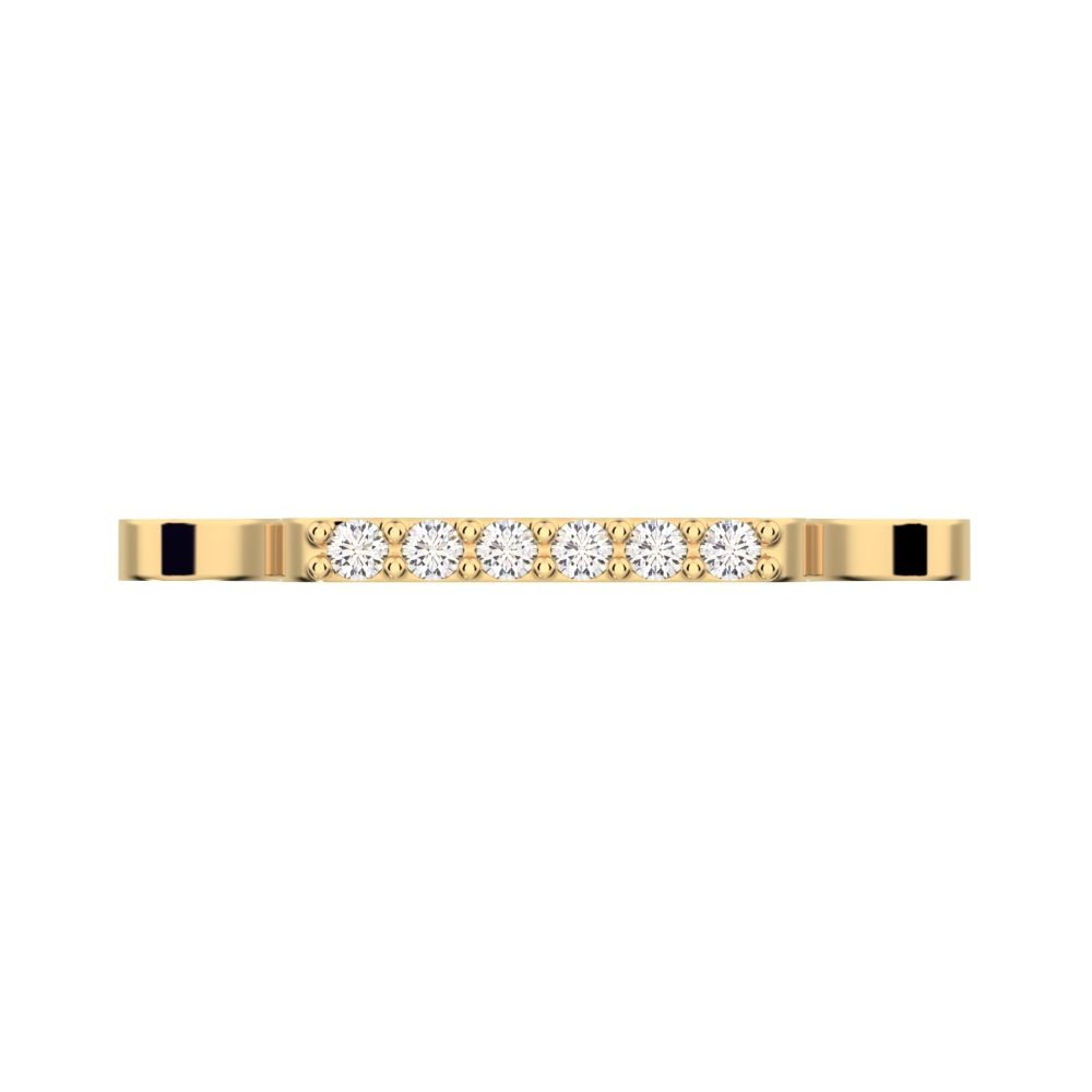 0.09Ct Round Cut Simulated Clear Diamond Minimalist Stackable half eternity bar bezel 14K / 18K Solid Yellow Gold everyday wedding band