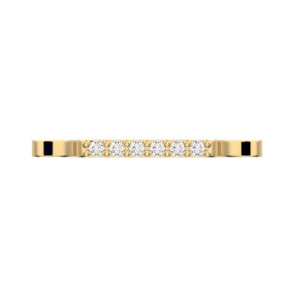 0.09Ct Round Cut Simulated Clear Diamond Minimalist Stackable half eternity bar bezel 14K / 18K Solid Yellow Gold everyday wedding band