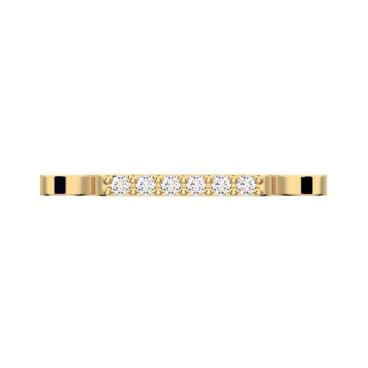 0.09 ct Round Cut Moissanite dainty Minimalist Stackable half eternity bar bezel light 14K / 18K Solid Yellow Gold everyday wedding band