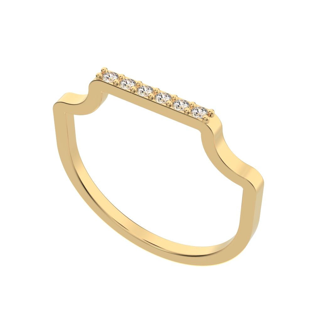 0.09 ct Round Cut Moissanite dainty Minimalist Stackable half eternity bar bezel light 14K / 18K Solid Yellow Gold everyday wedding band