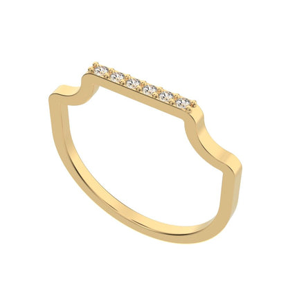 0.09 ct Round Cut Moissanite dainty Minimalist Stackable half eternity bar bezel light 14K / 18K Solid Yellow Gold everyday wedding band