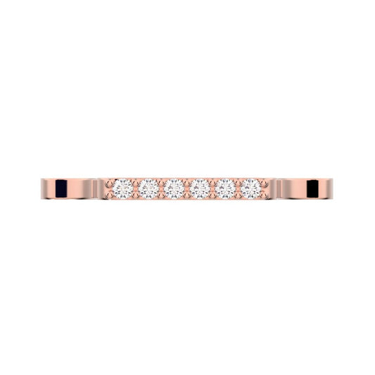 0.09Ct Round Cut Simulated Clear Diamond Minimalist Stackable half eternity bar bezel 14K / 18K Solid Rose Gold everyday wedding band