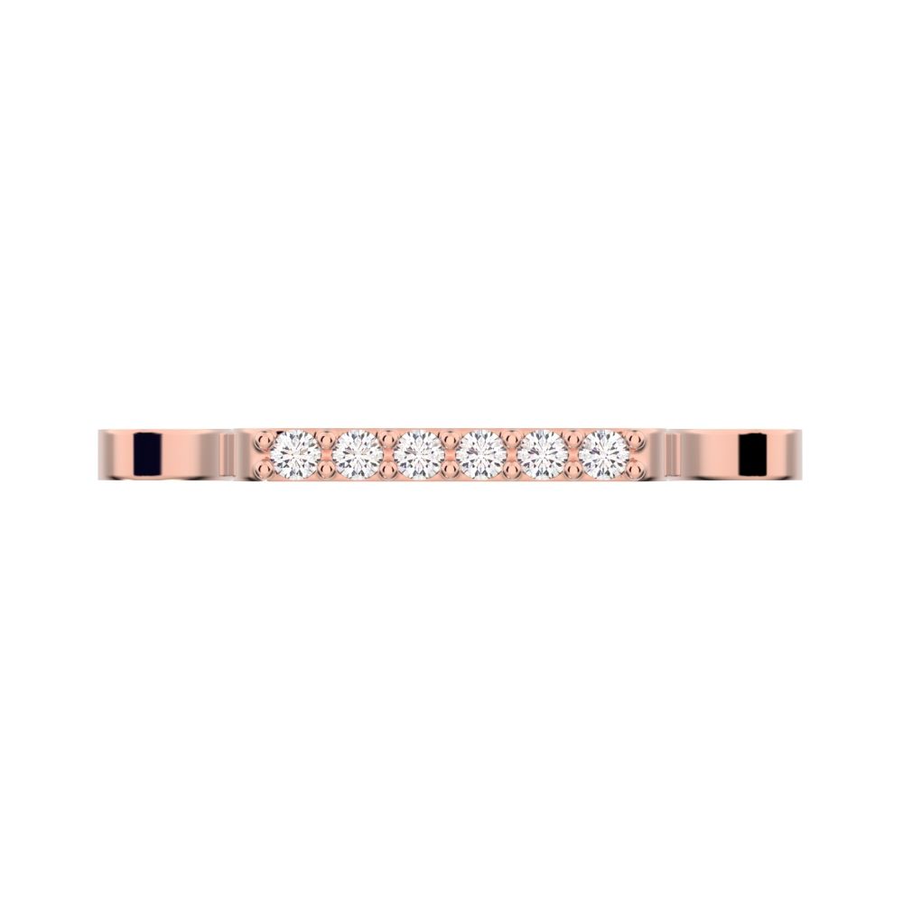 0.09 ct Round Cut Moissanite dainty Minimalist Stackable half eternity bar bezel light 14K / 18K Solid Rose Gold everyday wedding band