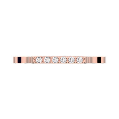 0.09 ct Round Cut Moissanite dainty Minimalist Stackable half eternity bar bezel light 14K / 18K Solid Rose Gold everyday wedding band