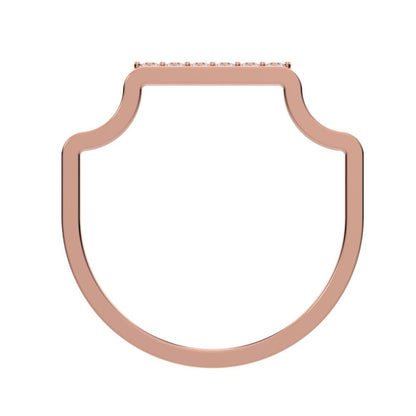 0.09 ct Round Cut Moissanite dainty Minimalist Stackable half eternity bar bezel light 14K / 18K Solid Rose Gold everyday wedding band