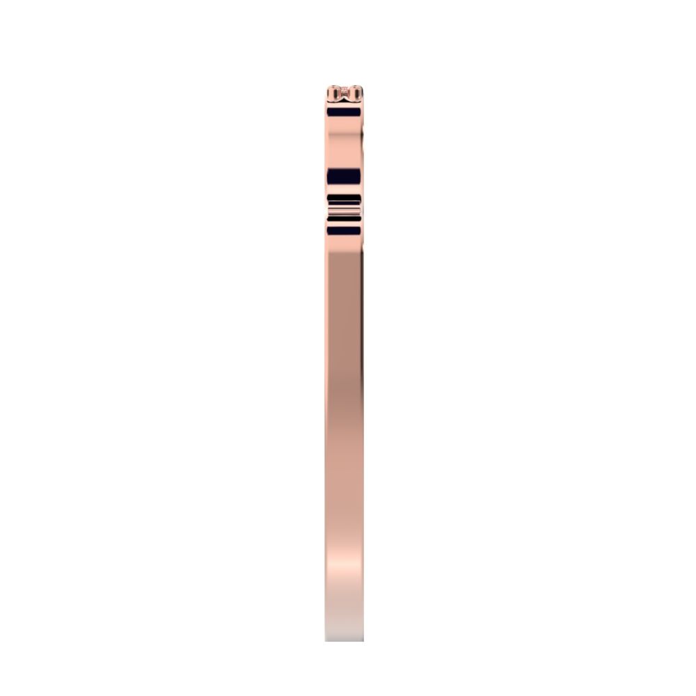 0.09 ct Round Cut Moissanite dainty Minimalist Stackable half eternity bar bezel light 14K / 18K Solid Rose Gold everyday wedding band