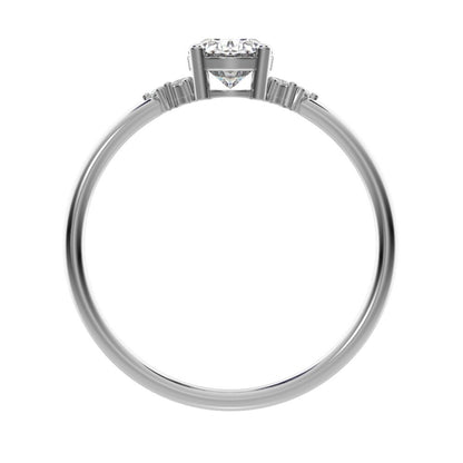 1.06 ct Oval Cut Moissanite dainty Minimalist vintage cluster classic solitaire with accents 14K / 18K Solid White Gold everyday ring