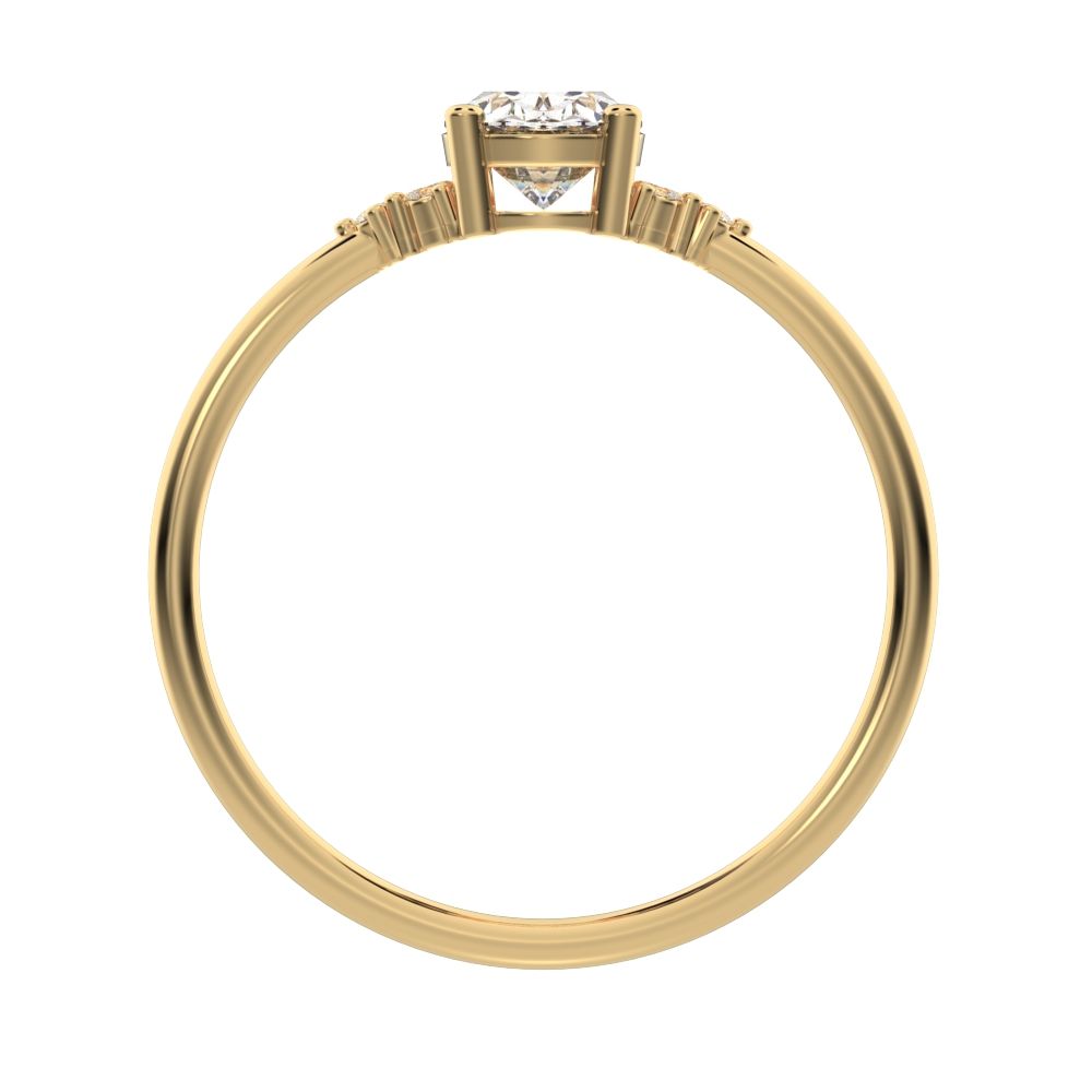 1.06 ct Oval Cut Moissanite dainty Minimalist vintage cluster classic solitaire with accents 14K / 18K Solid Yellow Gold everyday ring